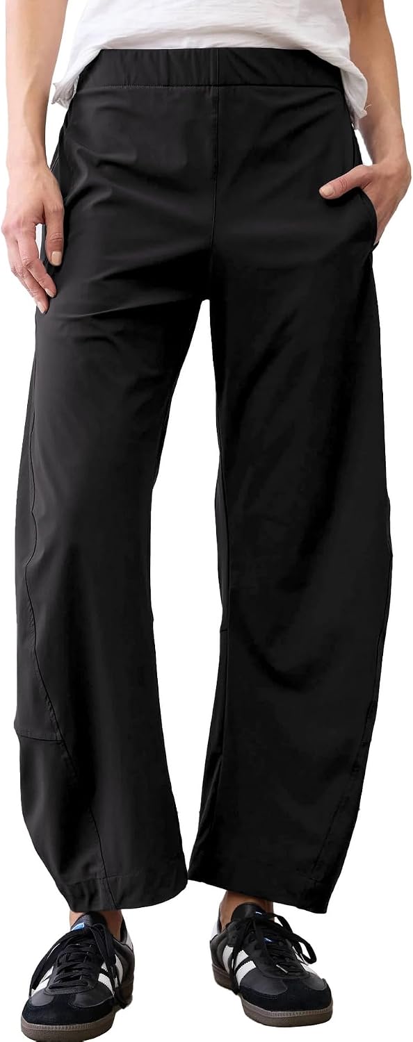 CHECHELLA Womens Barrel Pants Wide Leg High Waisted Ankle Business Work Pants Travel Casual Trousers with Pockets