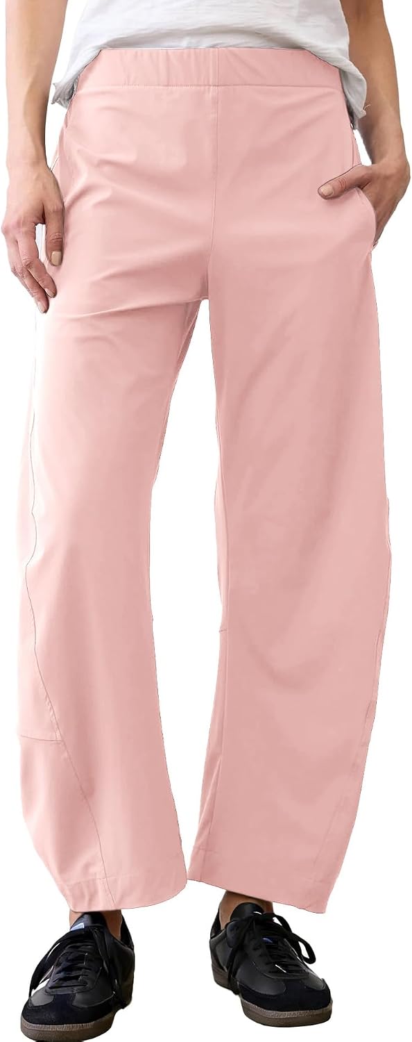 CHECHELLA Womens Barrel Pants Wide Leg High Waisted Ankle Business Work Pants Travel Casual Trousers with Pockets