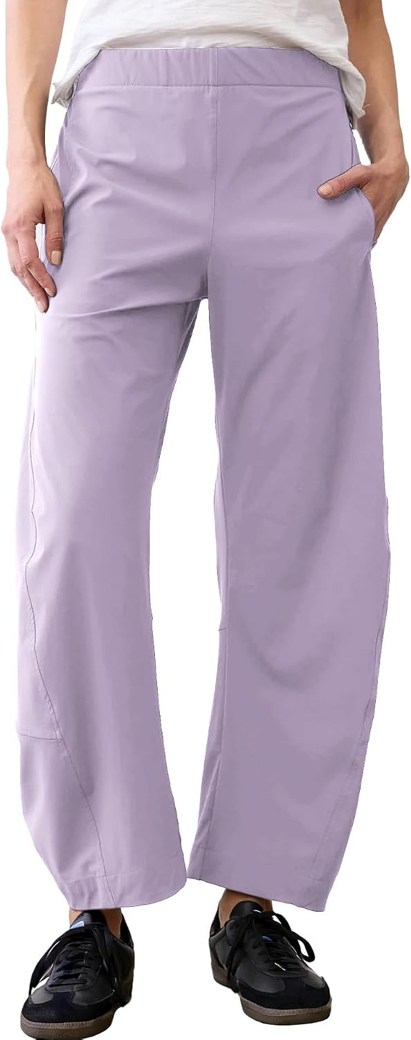 CHECHELLA Womens Barrel Pants Wide Leg High Waisted Ankle Business Work Pants Travel Casual Trousers with Pockets