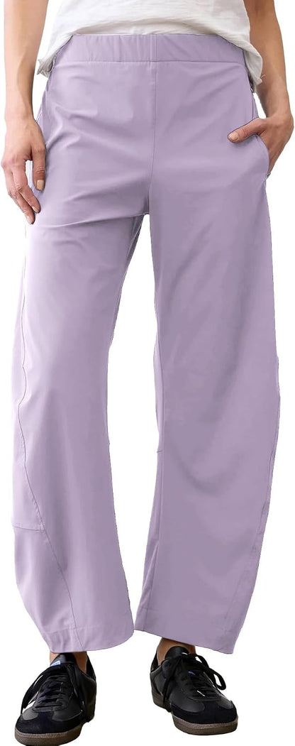 CHECHELLA Womens Barrel Pants Wide Leg High Waisted Ankle Business Work Pants Travel Casual Trousers with Pockets