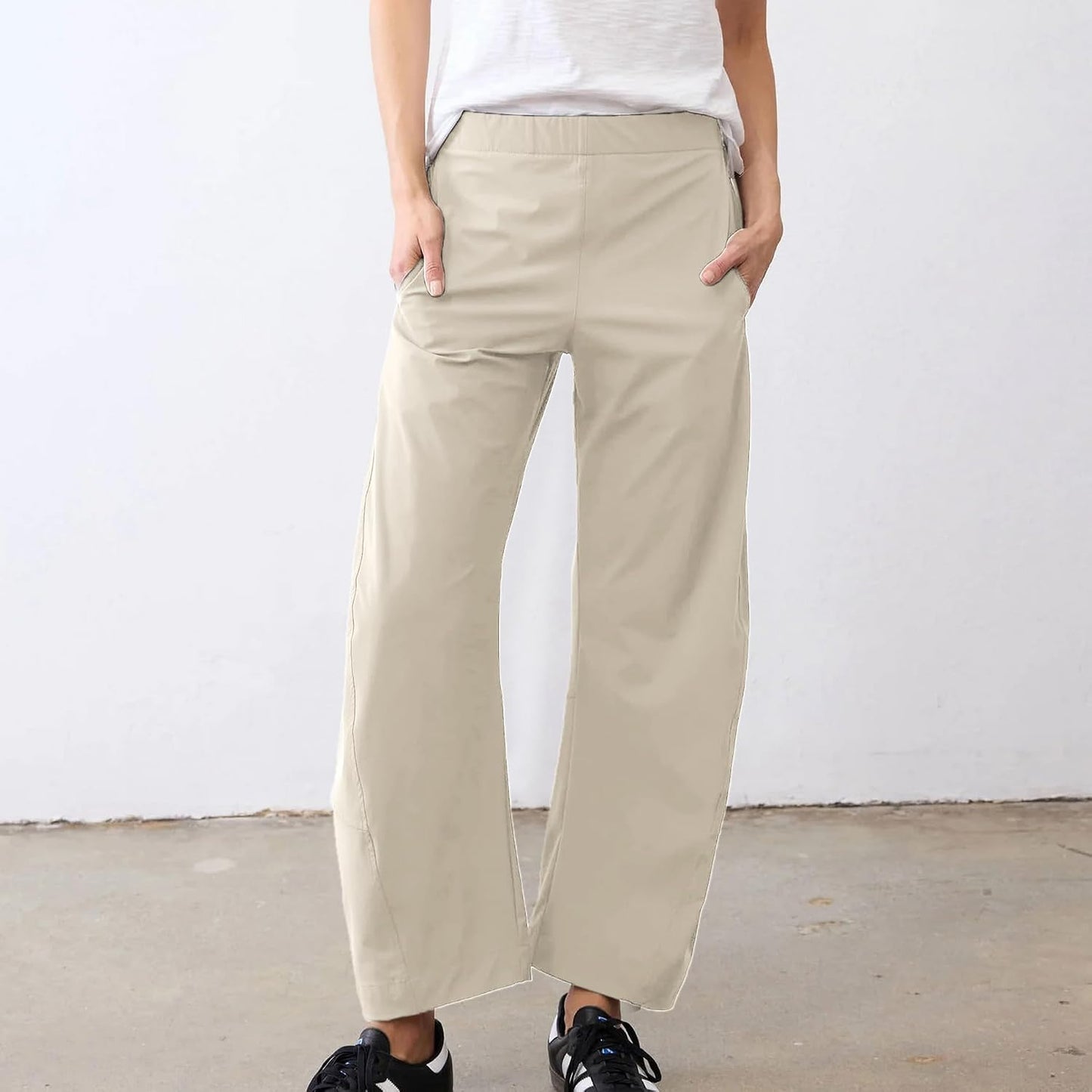CHECHELLA Womens Barrel Pants Wide Leg High Waisted Ankle Business Work Pants Travel Casual Trousers with Pockets