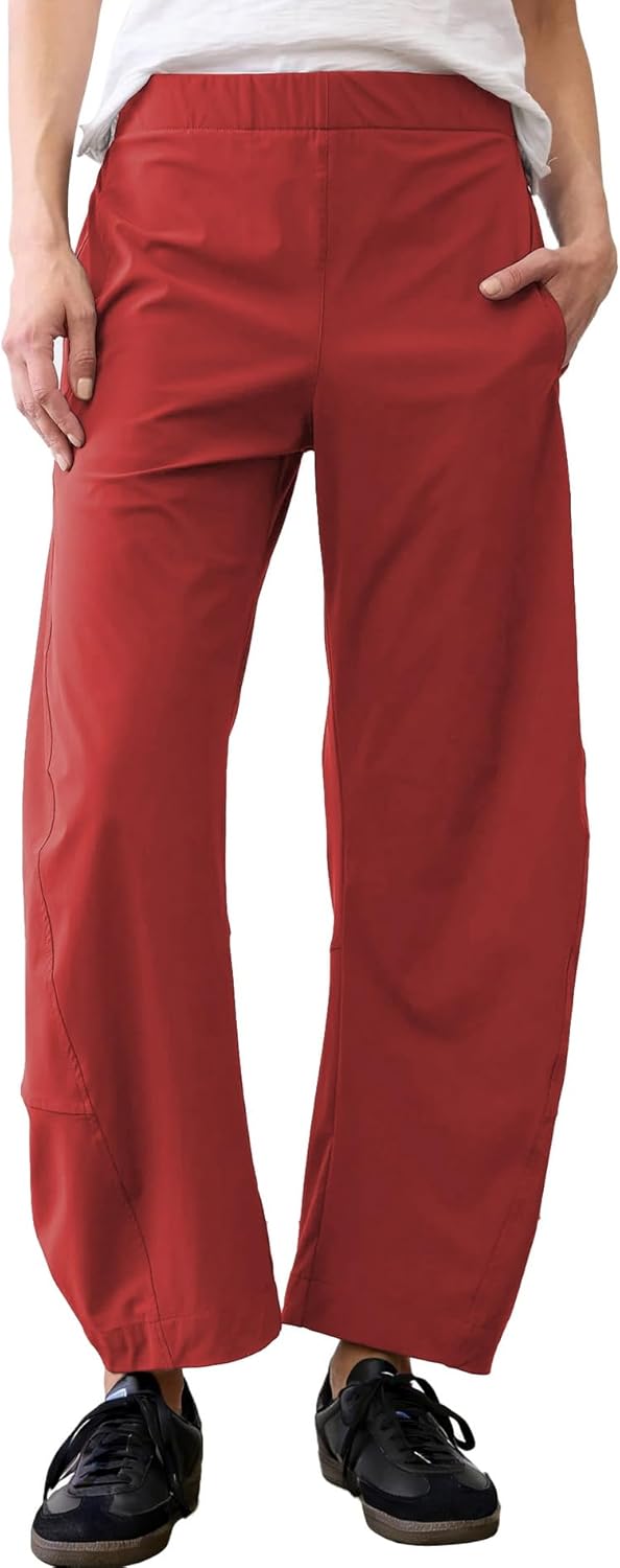 CHECHELLA Womens Barrel Pants Wide Leg High Waisted Ankle Business Work Pants Travel Casual Trousers with Pockets