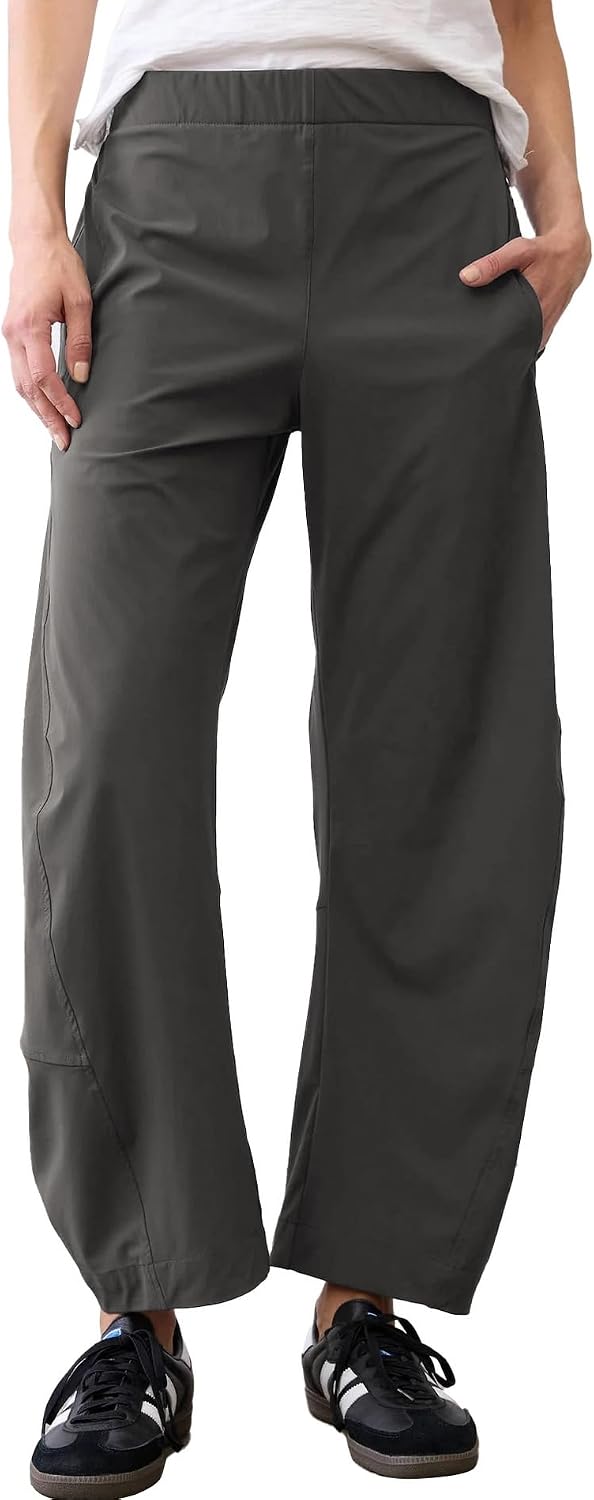 CHECHELLA Womens Barrel Pants Wide Leg High Waisted Ankle Business Work Pants Travel Casual Trousers with Pockets