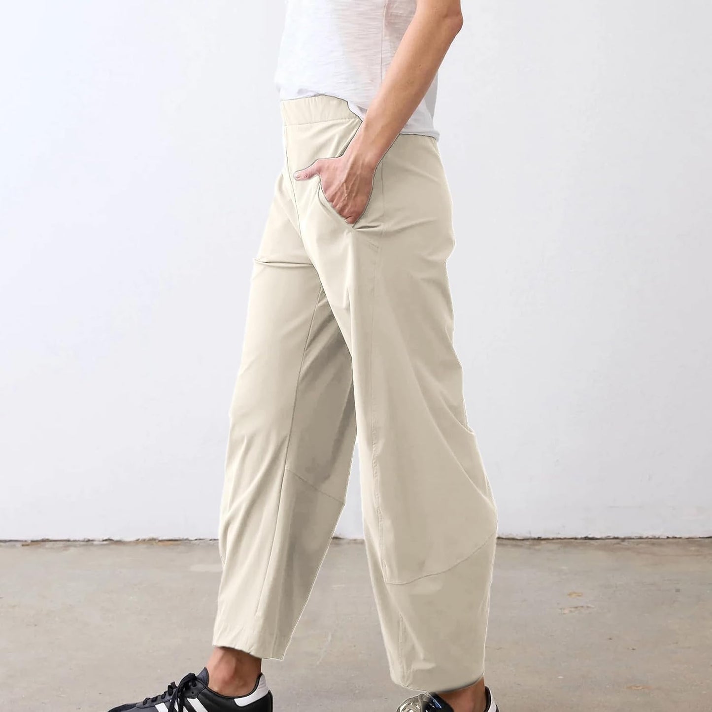 CHECHELLA Womens Barrel Pants Wide Leg High Waisted Ankle Business Work Pants Travel Casual Trousers with Pockets